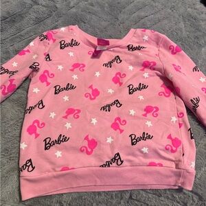 Barbie Pink Logo & Silhouette Pullover Sweatshirt